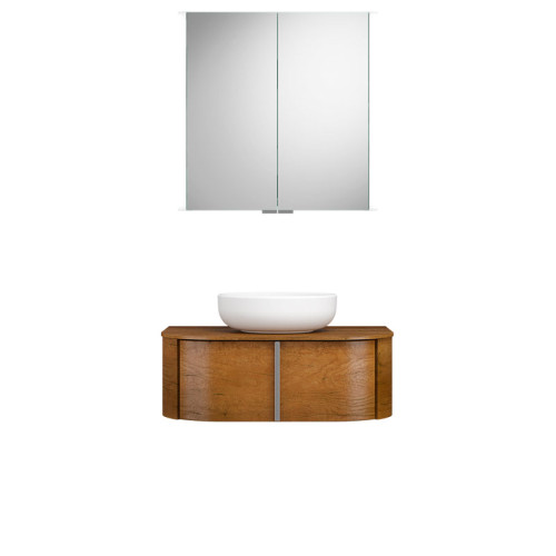 Burgbad Lavo 2.0 Badmöbel Set 15 - 72 cm, Spiegelschrank, Keramik-Aufsatzbecken