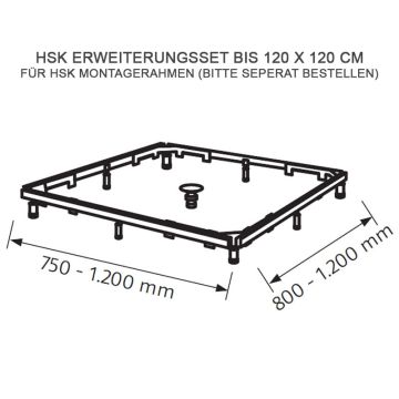 HSK Duschwanne optionales Erweiterungsset für Montagerahmen